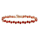 Silver 925 Rose Gold Plated Red CZ Tennis Bracelet - BGB00316RED | Silver Palace Inc.