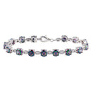 Silver 925 Rhodium Plated Synthetic Mystic Topaz Link Tennis Bracelet - BGB00328 | Silver Palace Inc.