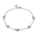 Rhodium Plated 925 Sterling Silver Rope Disc CZ Chain Bracelet - BGB00342 | Silver Palace Inc.