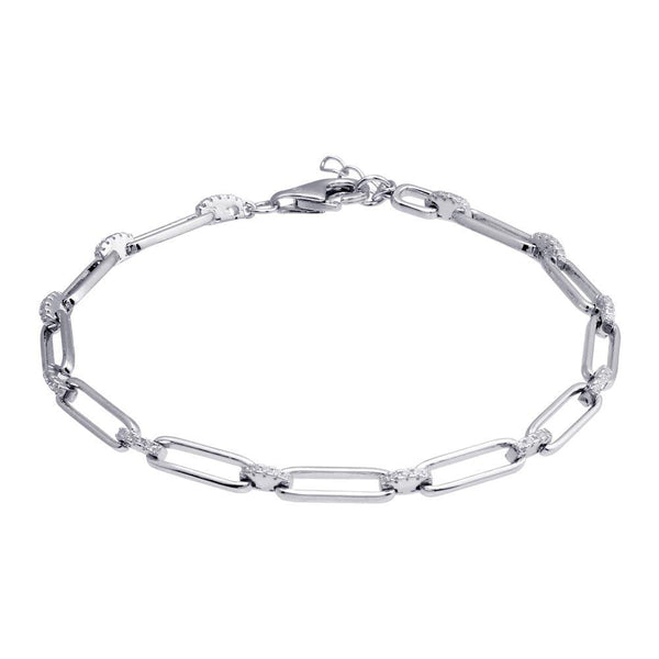 Silver 925 CZ Rectangle Link Bracelet  - BGB00348 | Silver Palace Inc.