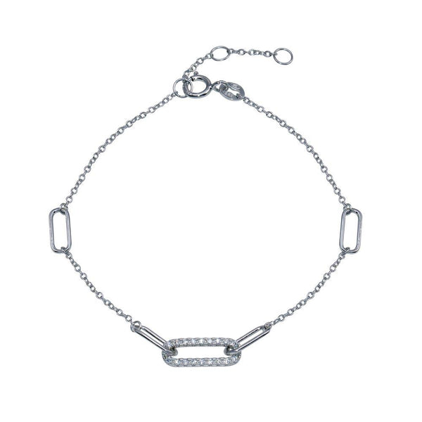 Silver 925 CZ Cable Link Bracelet  - BGB00351 | Silver Palace Inc.