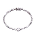 Silver 925 Clear CZ Clear Halo Center Bubble Tennis Bracelet - BGB00363CLR | Silver Palace Inc.