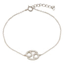 Rhodium Plated 925 Sterling Silver Cancer CZ Adjustable Link Bracelet - BGB00375 | Silver Palace Inc.