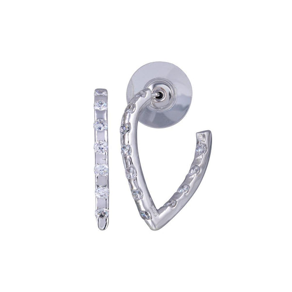 Closeout-Silver 925 Rhodium Plated Clear CZ Hoop Earrings - BGE00071 | Silver Palace Inc.