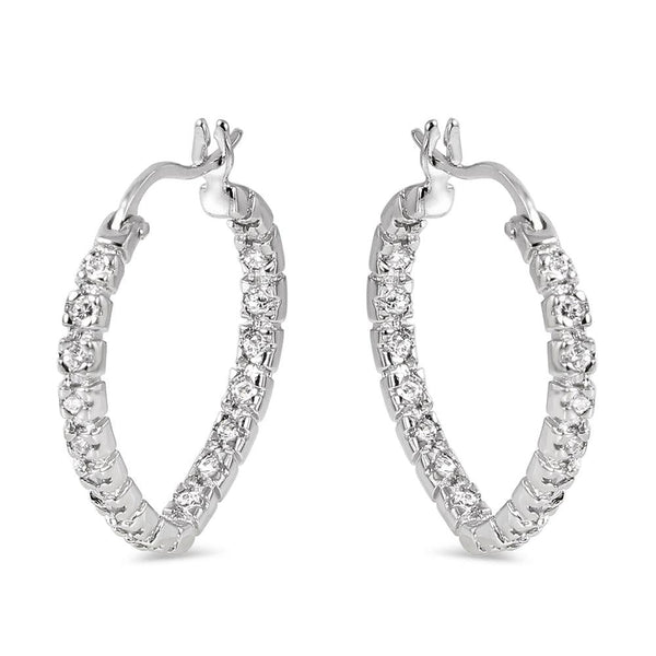 Silver 925 Rhodium Plated CZ Earrings - BGE00230 | Silver Palace Inc.