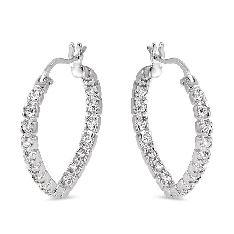 Silver 925 Rhodium Plated CZ Earrings - BGE00230 | Silver Palace Inc.