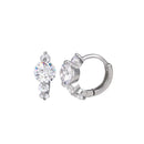 Silver 925 Rhodium Plated Past Present Future CZ huggie hoop Earrings - BGE00264 | Silver Palace Inc.