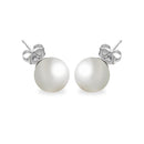 Silver 925 Rhodium Plated Pearl Stud Earrings - BGE00330 | Silver Palace Inc.