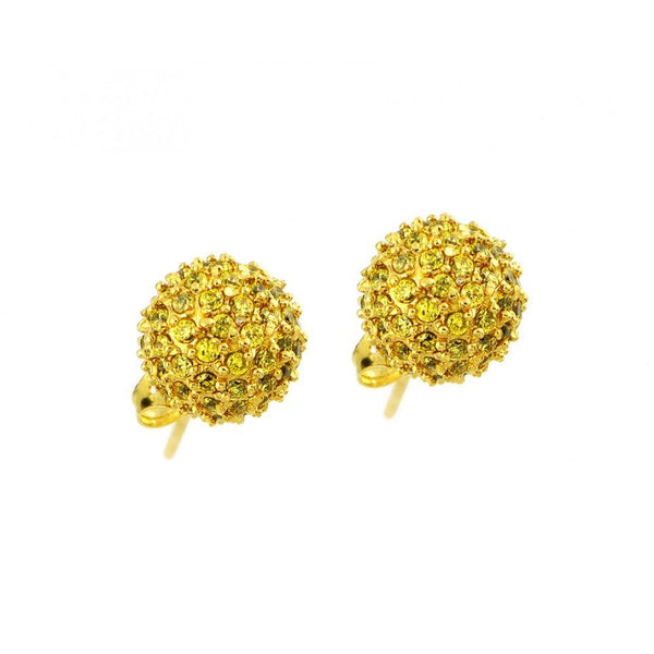 Closeout-Silver 925 Gold Rhodium Plated Yellow CZ Stud Earrings - BGE00371YEL | Silver Palace Inc.