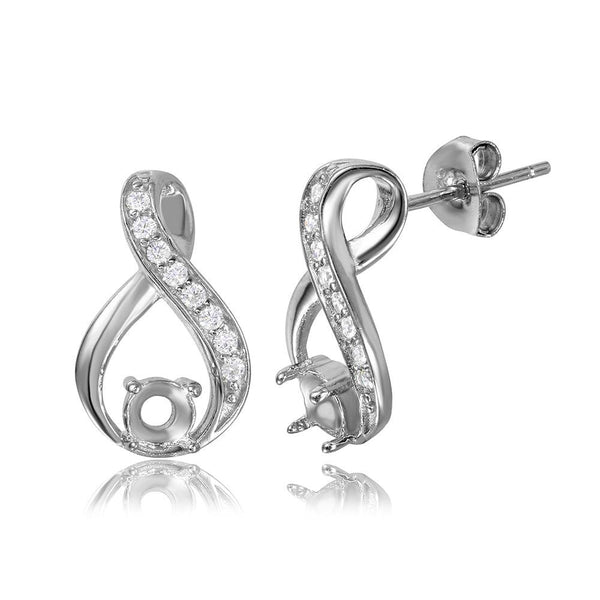Silver 925 Infinity Designed Personalized Mounting With Cubic Zirconia Stones Earrings - BGE00393 | Silver Palace Inc.