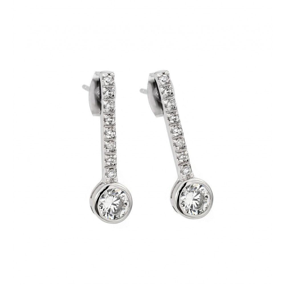 Silver 925 Rhodium Plated Channel Round CZ Stud Earrings - BGE00424 | Silver Palace Inc.