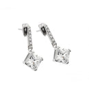 Silver 925 Rhodium Plated Square CZ Stud Earrings - BGE00426 | Silver Palace Inc.