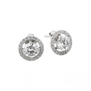 Silver 925 Rhodium Plated CZ Cluster Earrings - BGE00432 | Silver Palace Inc.
