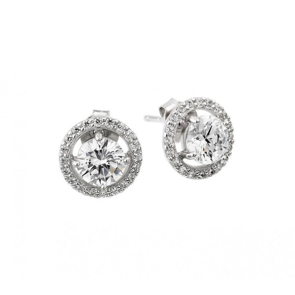 Silver 925 Rhodium Plated CZ Cluster Earrings - BGE00432 | Silver Palace Inc.