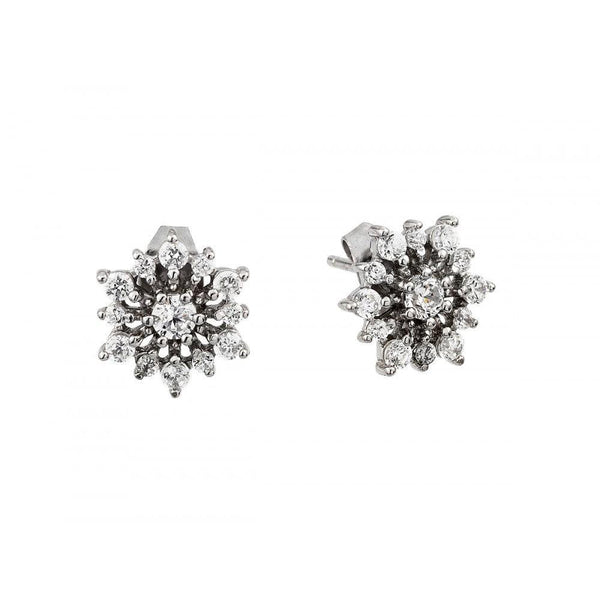 Silver 925 Rhodium Plated CZ Star Earrings - BGE00435 | Silver Palace Inc.