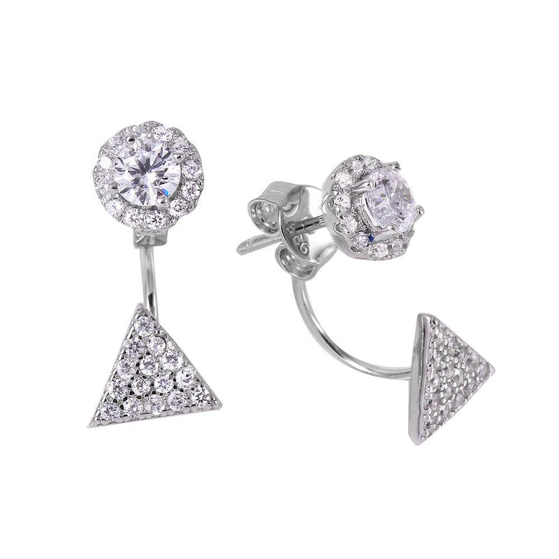 Silver 925 Rhodium Plated Triangle Cluster Earrings - BGE00441 | Silver Palace Inc.