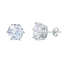 Silver 925 Rhodium Plated Round CZ Solitaire Stud Earrings - BGE00446 | Silver Palace Inc.