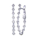 Silver 925 Rhodium Plated Clear CZ Hinged Scalloped Earrings - BGE00451 | Silver Palace Inc.