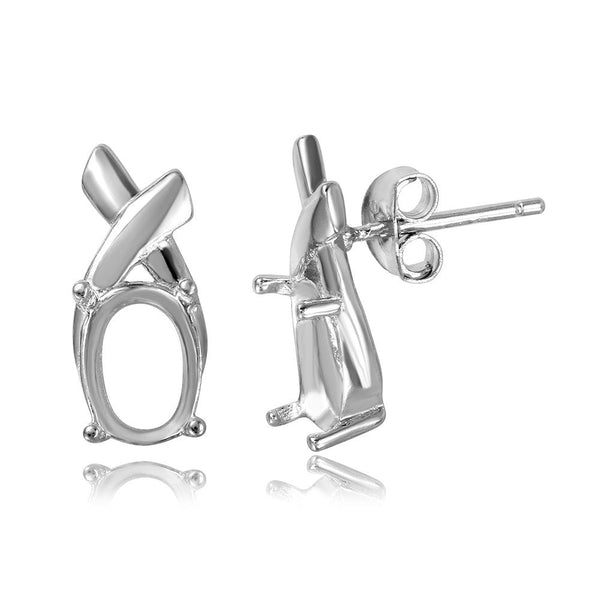 Silver 925 Rhodium Plated Knot Personalized Mounting Earrings - BGE00462 | Silver Palace Inc.