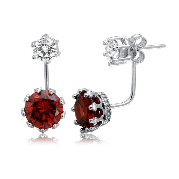 Silver 925 Rhodium Plated Clear Red CZ Front and Back  - BGE00488RED | Silver Palace Inc.