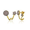 Silver 925 Gold Plated CZ Circle and Star Folded Earrings - BGE00545 | Silver Palace Inc.