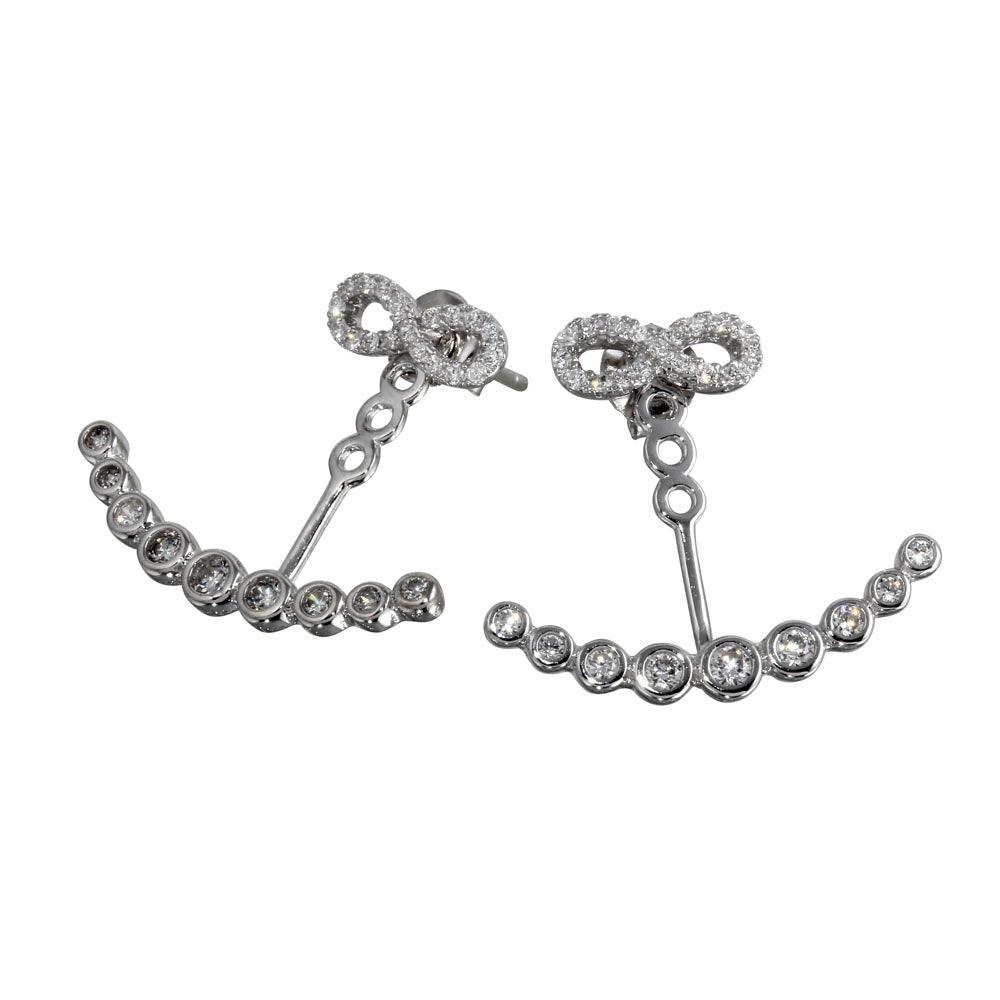 Silver 925 Rhodium Plated Clear Red CZ Front and Back  - BGE00488RED | Silver Palace Inc.