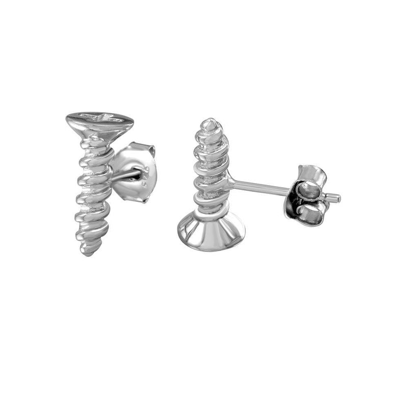 Silver 925 Rhodium Plated Screw Stud Earrings - BGE00556 | Silver Palace Inc.