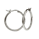 Silver 925 Rhodium Plated Outside CZ Hoop Earrings - BGE00570 | Silver Palace Inc.