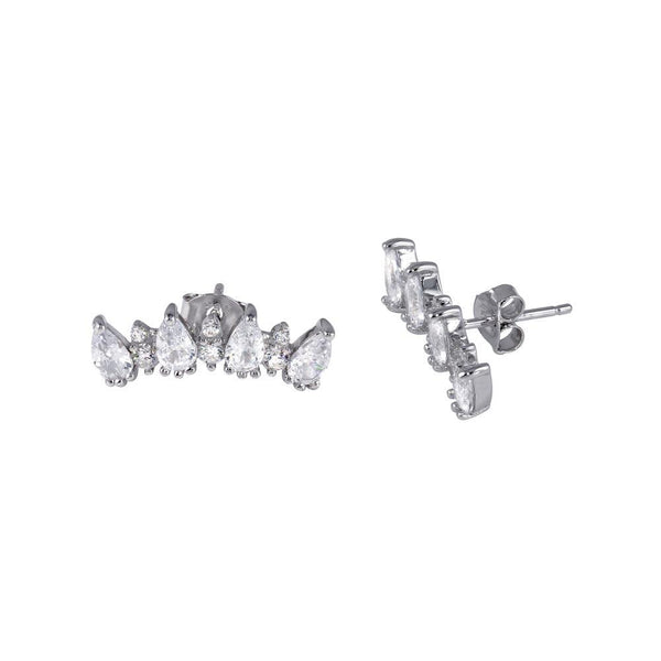 Silver 925 Rhodium Plated CZ Stud Earrings - BGE00572 | Silver Palace Inc.