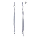 Silver 925 Rhodium Plated CZ Bar Snake SQ Dangling Earrings - BGE00626 | Silver Palace Inc.