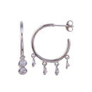 Silver 925 Rhodium Plated Semi Hoop CZ Circular Earrings - BGE00635 | Silver Palace Inc.