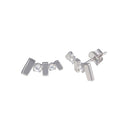 Rhodium Plated 925 Sterling Silver Bar CZ Stud Earrings - BGE00647 | Silver Palace Inc.
