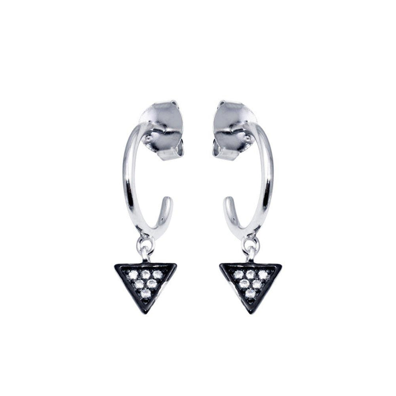 Silver 925 CZ Semi Hoop Triangle Earrings - BGE00661 | Silver Palace Inc.