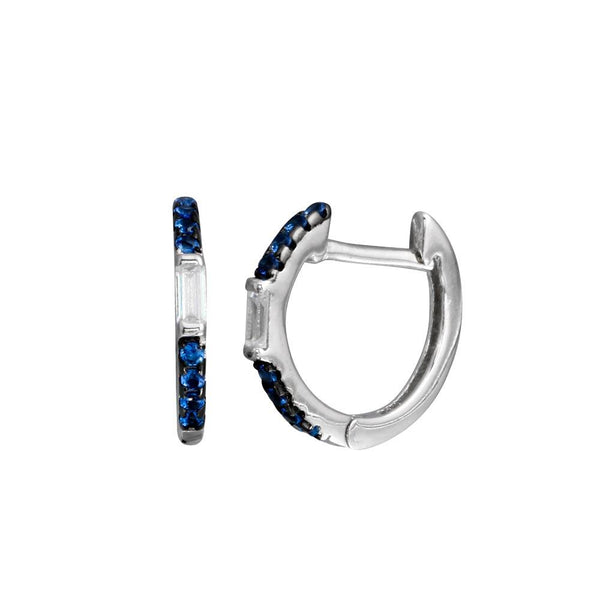 Silver 925 Blue CZ Hoop Earring - BGE00663 | Silver Palace Inc.