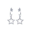 Silver 925 CZ Semi Hoop Dangling Star - BGE00665 | Silver Palace Inc.