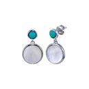 Rhodium Plated 925 Sterling Silver Turquoise Stud Dangling MOP  Earrings - BGE00678 | Silver Palace Inc.