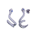 Rhodium Plated 925 Sterling Silver Snake Earrings - BGE00688 | Silver Palace Inc.