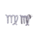 Silver 925 Platinum Plated Virgo CZ Zodiac Sign Earrings - BGE00698 | Silver Palace Inc.