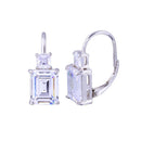 Rhodium Plated 925 Sterling Silver Baguette CZ Earrings - BGE00711 | Silver Palace Inc.