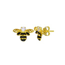 Silver 925 Gold Plated CZ Bee Earrings - BGE00712 | Silver Palace Inc.