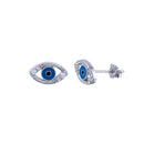 Rhodium Plated 925 Sterling Silver Hamsa Hand CZ Earrings - BGE00713 | Silver Palace Inc.