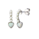 Rhodium Plated 925 Sterling Silver Climbing Heart Pearl Opal Earrings - BGE00726 | Silver Palace Inc.