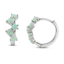 Rhodium Plated 925 Sterling Silver Alternating Opal Hoop Earrings - BGE00738 | Silver Palace Inc.