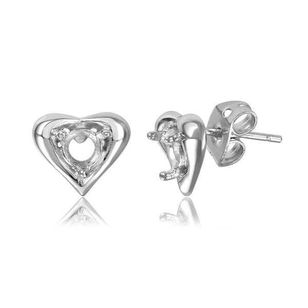 Silver 925 Rhodium Plated Personalized Heart Mounting Earrings - BGE00856 | Silver Palace Inc.