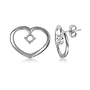 Silver 925 Rhodium Plated Personalized Open Heart Mounting Earrings - BGE00857 | Silver Palace Inc.