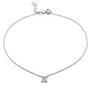 Silver 925 Rhodium Plated Square CZ Anklet - BGF00028 | Silver Palace Inc.