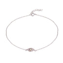 Silver 925 Rhodium Plated Evil Eye CZ Opal Anklet - BGF00029 | Silver Palace Inc.