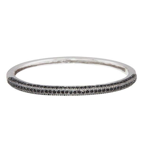 Silver 925 Black Rhodium Plated CZ Bangle Bracelet - BGG00018BLACK | Silver Palace Inc.