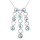 Closeout-Silver 925 Rhodium Plated Multi Circle Strand Turquoise Bead CZ Pendant Necklace - BGN00008 | Silver Palace Inc.