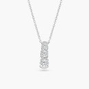 Silver 925 Clear CZ Rhodium Plated 3 Graduated CZ Pendant Necklace - BGP00076 | Silver Palace Inc.